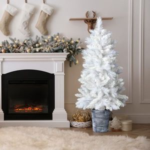 4 FT White <b>Artificial</b> Christmas <b>Tree</b> with Pot Stand 200 <b>Branch</b> Tips for Home Office or Holiday Party Decoration - Product Image 3