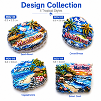 Aimant de réfrigérateur 3D en polyrésine peint UV, souvenirs de plage des Maldives tropicales, pour les boutiques de cadeaux des stations balnéaires, vente en gros