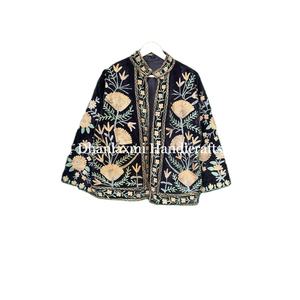 Veste en Velours Doux et Coton Unisexe, Manteau d'Hiver Boho Hippies Suzani Brodé à la Main, Tenue de Fête pour Femme, Printemps et Automne - Product Image 2