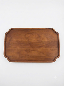 Plateau de service rectangulaire en bois d'acacia, qualité alimentaire, poli, fait main, pour salle à manger d'hôtel - Product Image 1