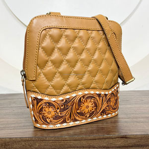 Bolso bandolera con cremallera y entramado de diamantes florales, bolso de hombro de cuero acolchado de gran capacidad, bolsos de moda de lujo para mujer - Product Image 5