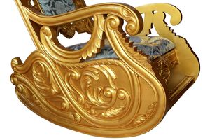 Fauteuil à bascule en bois de Sheesham sculpté à la main, avec de riches gravures |   Fauteuil en bois avec accoudoirs et dossier pour salon - Product Image 3