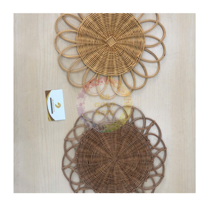 Natural Rattan Placemat Handmade <b>Round</b> Woven Dining <b>Table</b> <b>Mat</b> Eco Friendly Charger Plates for Wedding Party <b>Table</b> Decoration - Product Image 1