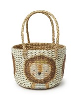 Panier en jonc de mer peint avec un visage de tigre, panier de rangement fait main, vente en gros, écologique, fabriqué au Vietnam