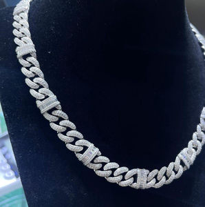 Iced Out Cuban Link Chain <b>Necklace</b> with Baguette Accents Diamond Hip Hop Chain Luxury Rapper Jewelry <b>Statement</b> <b>Necklace</b> for Men - Product Image 2