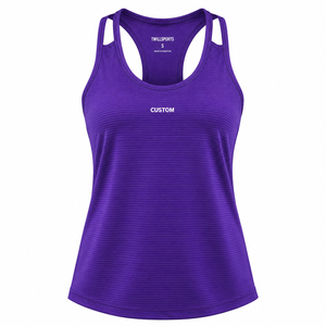 Débardeurs basiques pour femmes, débardeurs sans manches dos nageur personnalisables avec logo, débardeurs en coton tricoté 100% - Product Image 1