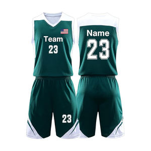 Tenues de basketball respirantes en polyester personnalisées pour hommes, maillots et shorts à séchage rapide en soie glacée, ensembles d'équipe thermocollés - Product Image 1