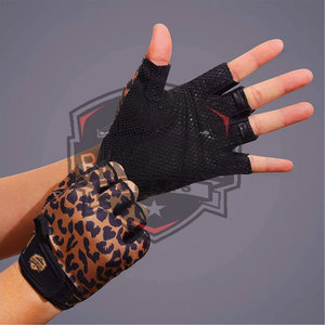 Gants de musculation en cuir légers et personnalisés avec support de poignet, respirants, antidérapants, demi-doigts, fermeture à lacets, durables - Product Image 2