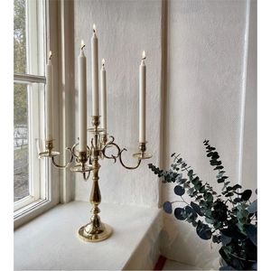 Wholesale Modern <b>Brass</b> Finish Metal Candelabra Multi Arm Tall <b>Candlestick</b> <b>Holder</b> Home Decor Event Party Table Centerpiece Stand - Product Image 1