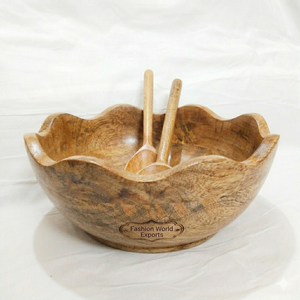 Tazón de Bambú y Madera Pulida Natural Hecho a Mano para Servir Ensaladas y Frutas, Decorativo para el Hogar y Restaurantes - Product Image 1