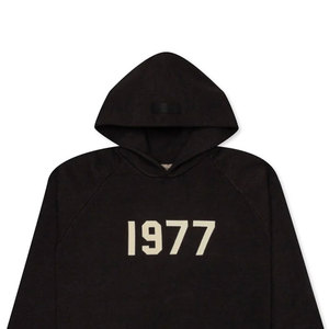 Sudadera con Capucha Negra para Hombre, Estampado 1977, Bolsillo, Corte Regular, Tejido de Punto, 50% Algodón, Cómoda, Informal, para Invierno - Product Image 3
