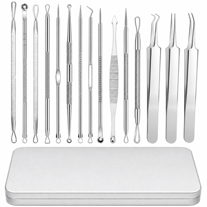 15 Pcs Pimple Popper <b>Tool</b> Kit-Stainless Steel <b>Blackhead</b> Remover Comedone <b>Extractor</b> Case for Eyes US/ AU Compatible Acne Zit - Product Image 1