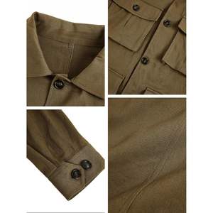 2025 <b>Men's</b> XL Lightweight Safari Jacket Casual Button up Windproof Work Coat with Pockets Plain Stand Collar Outdoor <b>Clothing</b> - Product Image 3