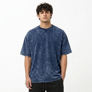 T-shirt unisexe surdimensionné en coton 100% délavé, col rond, coupe ample vintage, épaules tombantes, manches courtes, respirant et doux - Product Image 1