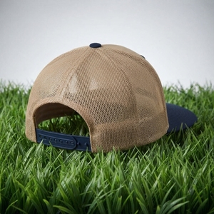 Gorra Trucker Beige y Azul Marino para Hombre, Malla Trasera, Cierre a Presión, Gorra de Béisbol con Logotipo Bordado Personalizado, Ajustable - Product Image 5