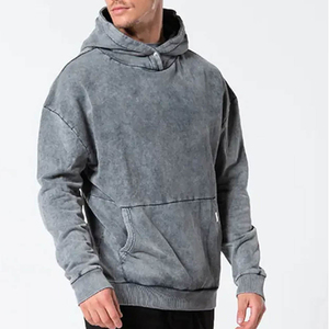 Sweat-shirt à capuche unisexe surdimensionné en coton délavé à l'acide, style vintage streetwear, vente en gros personnalisée - Product Image 4