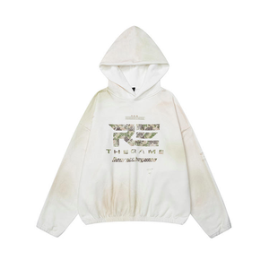 เสื้อฮู้ดโอเวอร์ไซส์สีดำสำหรับผู้ชาย ผ้าฝ้ายเฟรนช์เทอร์รี่ สวมใส่สบาย พิมพ์ลายพรางด้านหน้า เหมาะสำหรับใส่ในฤดูใบไม้ร่วง - Product Image 6