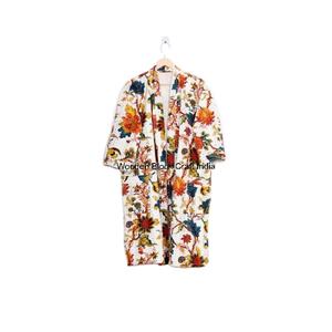 คอลเลคชั่นแฟชั่นสไตล์ใหม่ เสื้อคลุมกิโมโนแบบควิลท์งานฝีมืออินเดีย ปิดด้วยเข็มขัด ปักลายสั้น ผ้าฝ้ายออร์แกนิก - Product Image 1