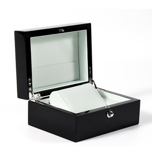 Luxury Custom Logo Protective Wooden Black Piano Glossy Lacquer MDF <b>Watch</b> Packaging Box with Pouch Ready to Ship <b>Watch</b> <b>Cases</b> - Product Image 1
