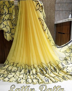 Tela de chifón satinado o tela para sari, corte 6.3 con pieza para blusa. - Product Image 2