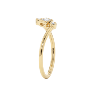 Bague de fiançailles minimaliste en or massif 10K 14K avec diamant de laboratoire taille ronde, style princesse, bague bypass avec pierre d'accentuation, délicate et empilable - Product Image 4