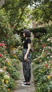 Pantalon Harem en coton pour femmes, imprimé floral, taille élastique, coupe ample, décontracté, style bohème, pantalon ballon léger, streetwear, vêtements de détente - Product Image 5