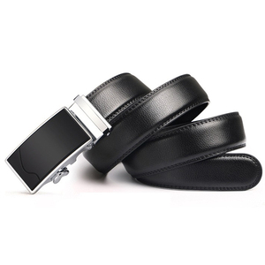 Cinturón Formal de Cuero Vacuno con Hebilla Rectangular Automática, Acabado Plateado, Duradero, Color Marrón Sólido - Product Image 6