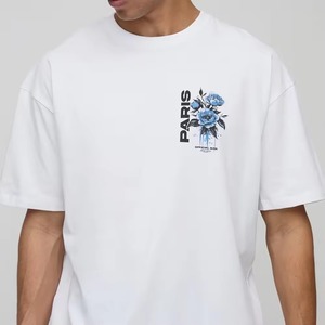 เสื้อยืดโอเวอร์ไซส์ทรงบ็อกซี่ แขนสั้น ปักลาย ผ้าคอตตอนหนา สไตล์ลำลอง สตรีทแวร์ ทรงหลวมสำหรับผู้ชาย - Product Image 6