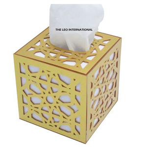 Boîte de rangement pour mouchoirs en tissu métallique doré, forme carrée, pour salle de bain et chambre, aspect brillant, durable, portable - Product Image 5