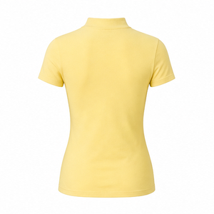 T-shirt personnalisé pour femme, jaune pâle, coupe ajustée moderne, col montant, manches courtes, en jersey de coton côtelé doux - Product Image 2