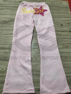 Pantalon de survêtement évasé pour femme, logo personnalisé, haute qualité, imprimé sérigraphié et patchwork, style streetwear - Product Image 5