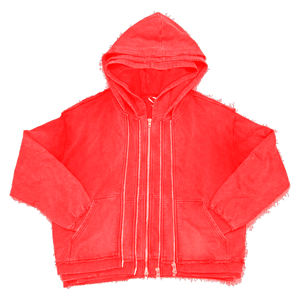 Acid Washed Men's Zip Heavyweight Winter Hoodies 100% Cotton Fleece Multi-Layer Distressed Embroidery <b>Streetwear</b> - Product Image 4