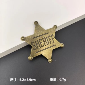 Badge étoile dorée rétro style western, accessoire de costume pour jeu de rôle cowboy/cowgirl, épingle en métal - Product Image 3