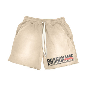 Shorts en molleton délavé pour homme, 320 GSM, tissu riche en coton, rouge, lavage vintage, impression sérigraphique, logo personnalisé - Product Image 6