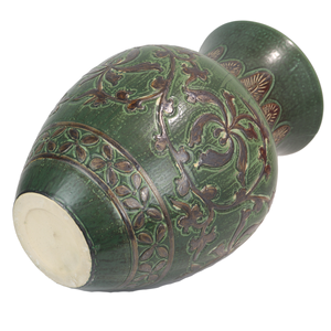 Truc Lam Handmade Hotel Decoration <b>Ceramic</b> Floor <b>Vase</b> Art Deco Design Mango Shape Imitative-antique Brown Chrysanthemum Patterns - Product Image 3