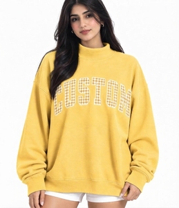 Suéter Oversize de Cuello Alto para Mujer, de Algodón y Felpa, con Hombros Caídos, Manga Larga, Ropa Casual, Proveedor de Fábrica - Product Image 1