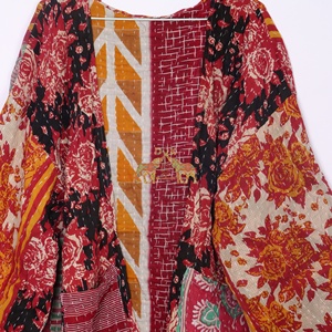 Abrigo de algodón con diseño de Kantha Vintage para mujer de alta calidad, Kimono hecho a mano, estampado Floral tradicional, transpirable, tejido ecológico - Product Image 4