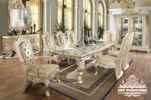 Modern Leather Tufted Round Dining Furniture Royal Hand Carved Round Dining Table Set Modern Royal Luxury Dining Room Set - Product Image 4