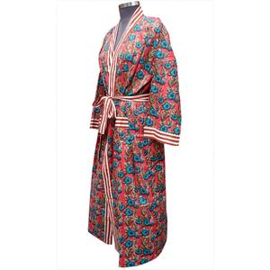 Robe kimono pour femmes été automne 100% coton longue manches longues motif floral multicolore imprimé numérique - Product Image 2