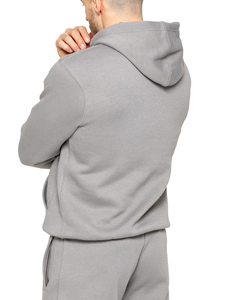 Sweat-shirt à capuche gris uni pour homme, coupe classique, en molleton de coton, décontracté, avec poche avant, pour l'automne, 300 g, vente en gros 2026 - Product Image 3