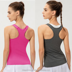 Custom Women tank <b>Top</b> Loose Round Neck Sexy Crop <b>Tops</b> Cotton White Yoga Fitness Wear Sports Gym Workout Singlet - Product Image 4