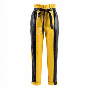 Pantalon crayon d'hiver respirant et écologique pour femme, taille haute élastique en PU et cuir de mouton, style streetwear - Product Image 2