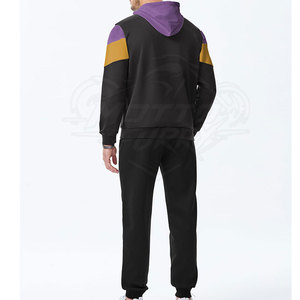 Custom Printing Brand Logo Hooded Casual Men Tracksuit Breathable Cotton Solid Track Jacket <b>Sweatpants</b> <b>Set</b> - Product Image 4