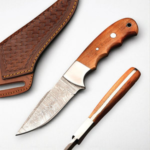 Cuchillos de hoja fija DIY al por mayor de la mejor calidad, mango de madera, acero inoxidable de Damasco, 3 años de garantía, soporte OEM, marca privada, económicos - Product Image 1