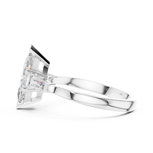 Bague de fiançailles en diamant trois pierres 1,47 CT Royal pour Trinity Crown Ring, taille Marquise et Baguette - Product Image 2