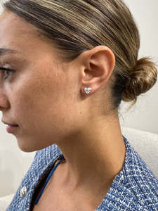 Boucles d'oreilles de luxe en or blanc 10K 14K 18K avec diamant solitaire en forme de cœur de 3 carats certifié IGI pour femme - Product Image 1