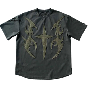 เสื้อยืดพิมพ์ลายพัฟฟ์สุดเทรนดี้สำหรับผู้ชาย เสื้อยืดโอเวอร์ไซส์ผ้าฝ้ายลายกราฟิก เสื้อผ้าแฟชั่นสตรีทลำลอง ผู้จำหน่าย - Product Image 4
