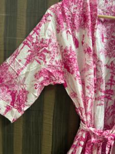 Bata Kimono Floral de Algodón para Mujer, Hecha a Mano con Estampado Digital, Cuello en V, Cierre con Cordón, para Spa, Dama de Honor, Vestido de Verano - Product Image 3