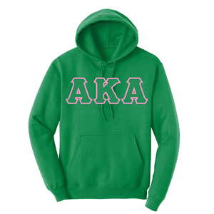 Sudadera con Capucha Bordada con las 3 Letras Griegas AKA, Verde, Gruesa, de Felpa, Mezcla de Algodón Suave, Informal, Unisex, para Invierno - Product Image 1