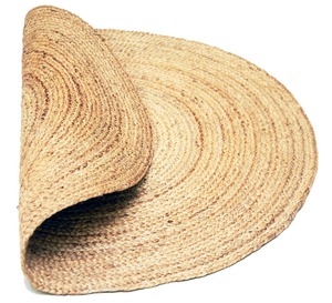 <b>Half</b> Circle Jute Area Rug Solid Color Flat Weave Non <b>Slip</b> Farmhouse Style Living Room Use Spot Clean Thin 0.2-0.4 in - Product Image 2